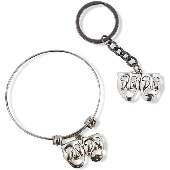 Drama Masks Bracelet and Keychain Actors Bangle and Keychain - Picture 1 of 7